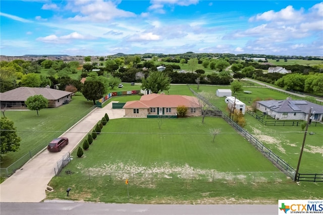 bird's eye view featuring a rural view