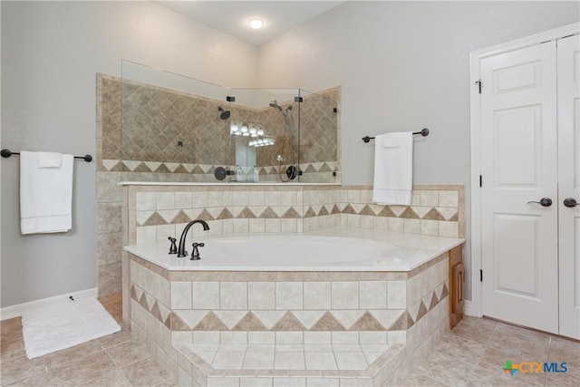 1332 Walker Cir, Salado, TX 76571 - full bathroom featuring tile patterned flooring, a garden tub, and a walk in shower