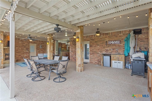 1332 Walker Cir, Salado, TX 76571 - view of patio featuring ceiling fan, outdoor dining area, and area for grilling