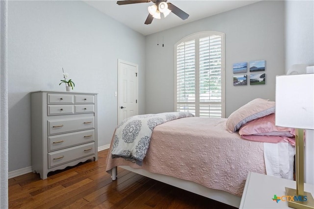 1332 Walker Cir, Salado, TX 76571 - bedroom with hardwood / wood-style floors, baseboards, and a ceiling fan