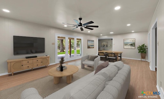 309 E Xavier Ave, Temple, TX 76501 - living area with wood finished floors, french doors, a ceiling fan, and recessed lighting