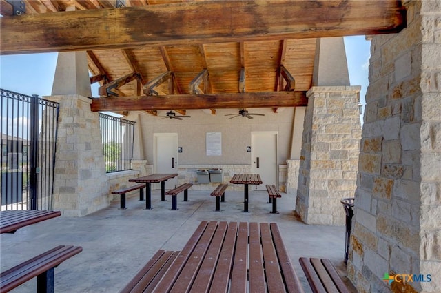 view of patio / terrace with a ceiling fan