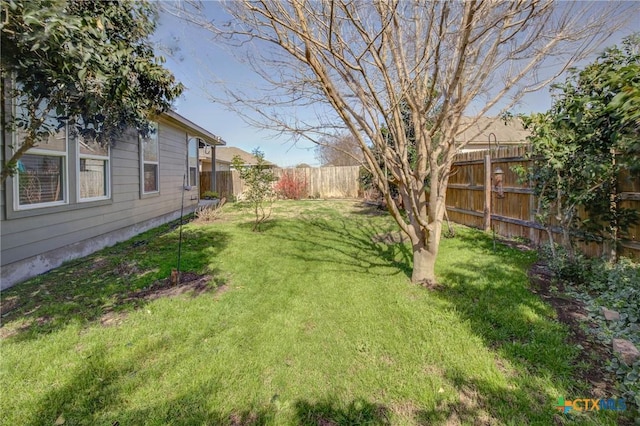 view of yard with a fenced backyard