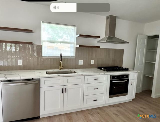 2802 Oakdale Dr, Temple, TX 76502 - kitchen featuring dishwasher, black oven, open shelves, and island exhaust hood