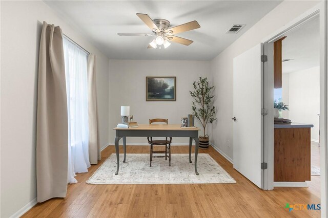 2002 E Young Ave, Temple, TX 76501 - office space with light wood-style flooring, ceiling fan, and baseboards