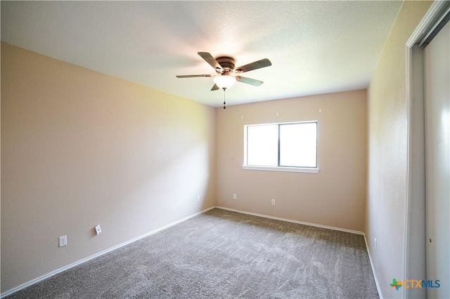 4607 Stanford Dr, Killeen, TX 76542 - carpeted spare room featuring ceiling fan, baseboards, and a textured ceiling