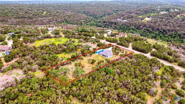 315 Hilltop Rdg, New Braunfels, TX 78132 - birds eye view of property featuring a forest view