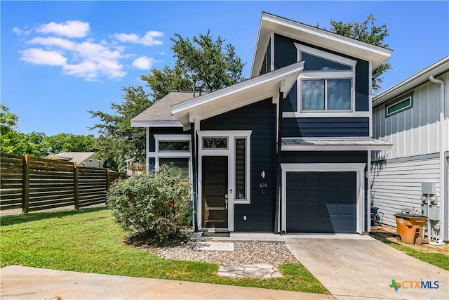 contemporary home with a garage