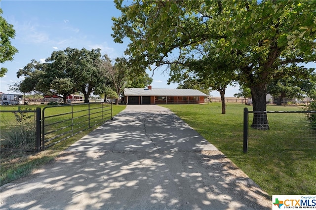 view of front of property with a front lawn