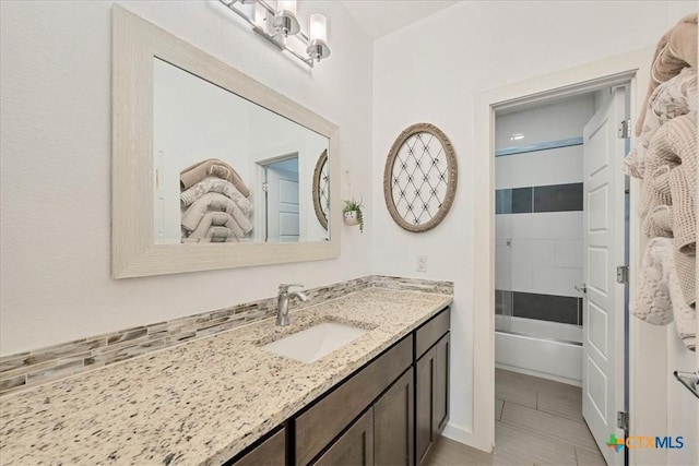 full bathroom featuring shower / bathing tub combination and vanity