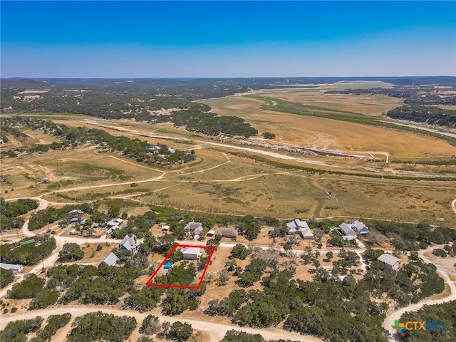 drone / aerial view with a rural view