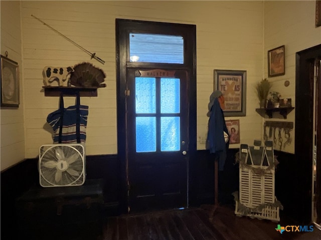 foyer with hardwood / wood-style flooring