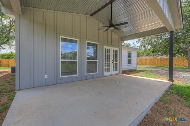 5073 Cedarside, San Marcos, TX 78666 - view of patio with a ceiling fan and french doors