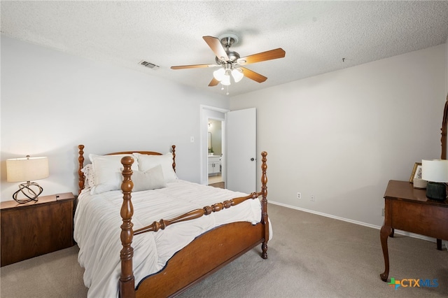2711 Oak Leigh St, San Antonio, TX 78232 - bedroom featuring carpet, a textured ceiling, and ceiling fan