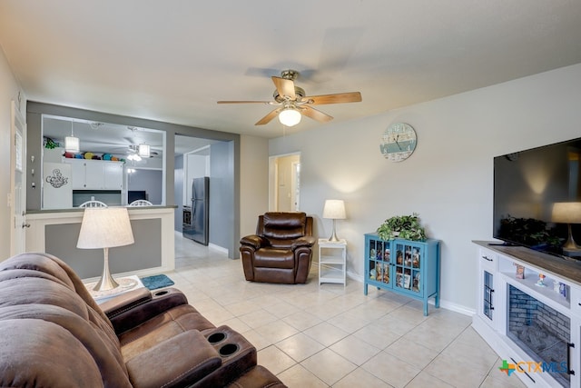 view of tiled living room