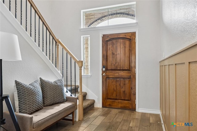 2516 Arno St, Harker Heights, TX 76548 - foyer featuring wood finished floors, stairs, and a high ceiling