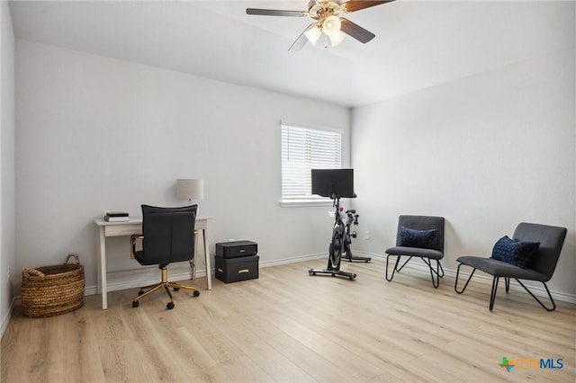 2516 Arno St, Harker Heights, TX 76548 - office area featuring wood finished floors and a ceiling fan