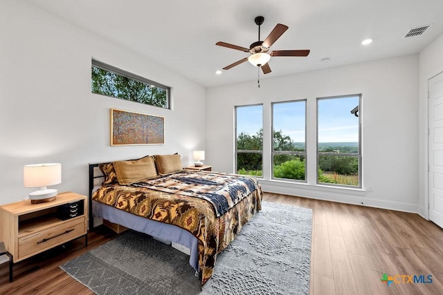 213 Lets Roll Dr, Fischer, TX 78623 - bedroom with recessed lighting, wood finished floors, baseboards, and a ceiling fan