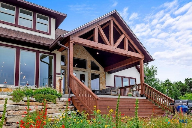 213 Lets Roll Dr, Fischer, TX 78623 - rear view of property with stairs and a shingled roof
