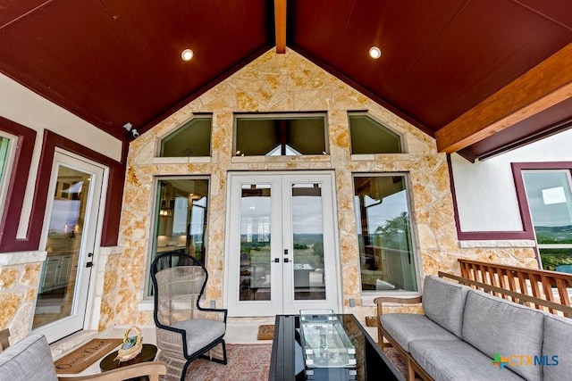 213 Lets Roll Dr, Fischer, TX 78623 - view of patio with french doors and an outdoor living space