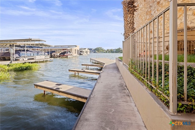 view of dock featuring a water view