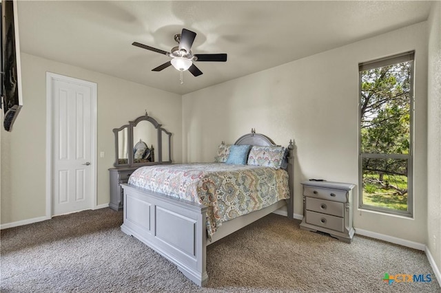 2919 Colleen Dr, Canyon Lake, TX 78133 - carpeted bedroom with baseboards, multiple windows, and a ceiling fan