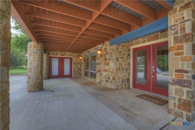 2919 Colleen Dr, Canyon Lake, TX 78133 - entrance to property featuring french doors and stone siding