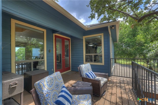 2919 Colleen Dr, Canyon Lake, TX 78133 - wooden deck with french doors