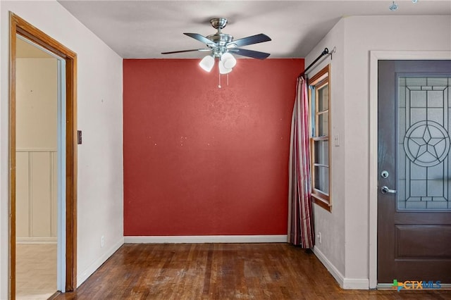 1820 S 49th St, Temple, TX 76504 - foyer featuring wood finished floors and ceiling fan