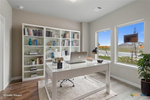 416 Stellar Wind Dr, Georgetown, TX 78628 - office area with hardwood / wood-style floors