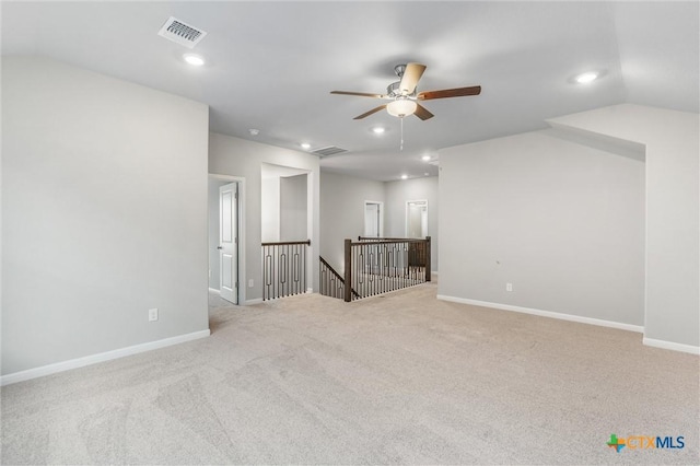 416 Stellar Wind Dr, Georgetown, TX 78628 - carpeted empty room featuring lofted ceiling and ceiling fan