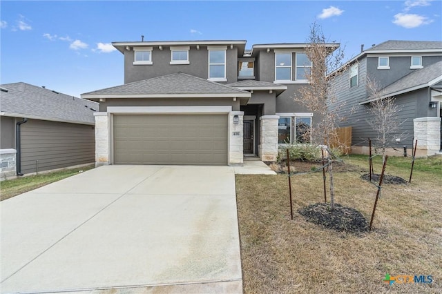 416 Stellar Wind Dr, Georgetown, TX 78628 - view of front of house with a garage and a front lawn