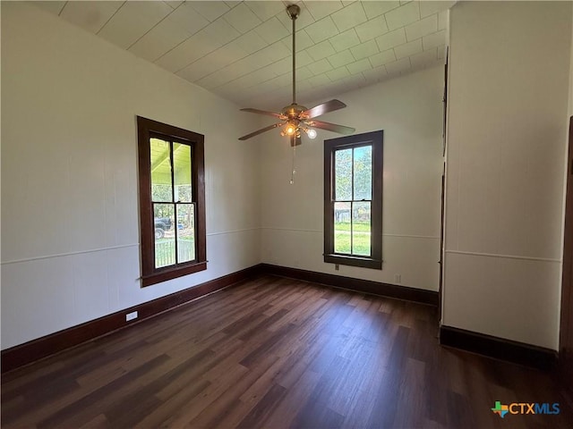 184 3rd St, Maxwell, TX 78656 - empty room with dark wood finished floors and ceiling fan