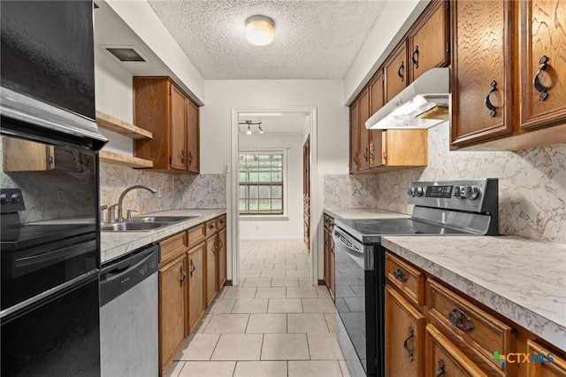 2301 Dover Rd, Killeen, TX 76543 - kitchen featuring dishwasher, range with electric cooktop, under cabinet range hood, black range with electric stovetop, and a sink
