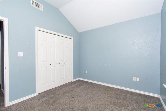 5204 Southern Crossing Dr, Temple, TX 76502 - unfurnished bedroom with lofted ceiling, carpet flooring, a closet, and baseboards