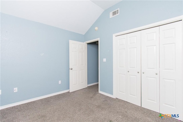 5204 Southern Crossing Dr, Temple, TX 76502 - unfurnished bedroom featuring vaulted ceiling, carpet flooring, a closet, and baseboards