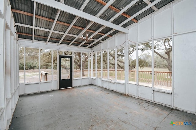 view of unfurnished sunroom