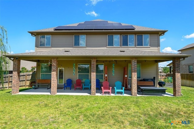 2502 Dante Ct, Harker Heights, TX 76548 - rear view of property featuring a patio area and roof mounted solar panels