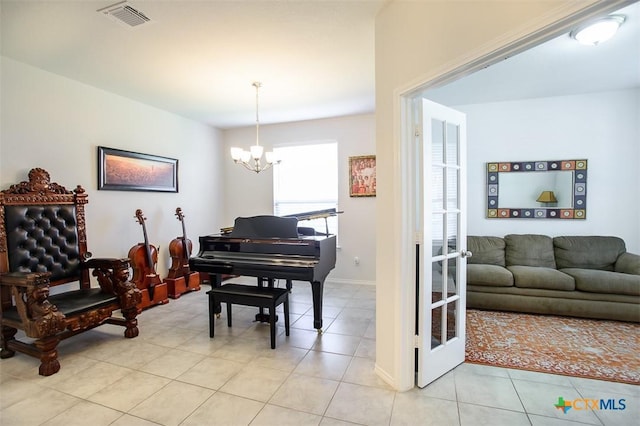 2502 Dante Ct, Harker Heights, TX 76548 - sitting room with light tile patterned flooring and a chandelier