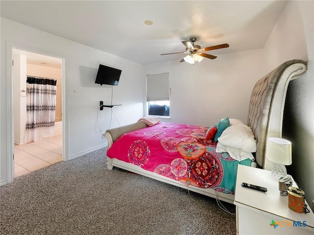 408 Rowdy Dr, Killeen, TX 76542 - carpeted bedroom featuring tile patterned flooring and a ceiling fan