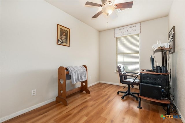 3735 Smoke Signal Rd, Belton, TX 76513 - office area featuring wood finished floors and a ceiling fan