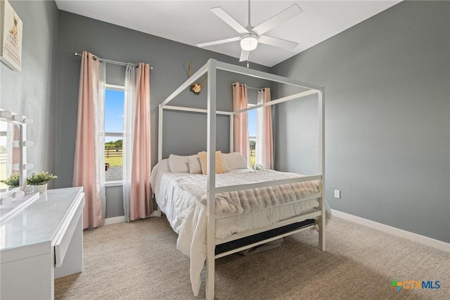 215 Mesa Vista Dr, Leander, TX 78641 - bedroom with light carpet and a ceiling fan