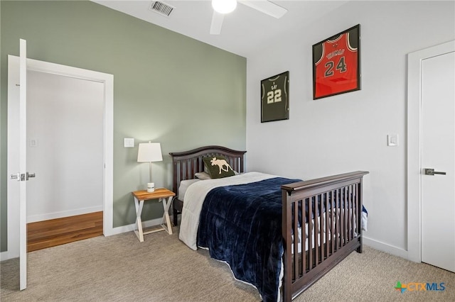 215 Mesa Vista Dr, Leander, TX 78641 - carpeted bedroom with baseboards and a ceiling fan