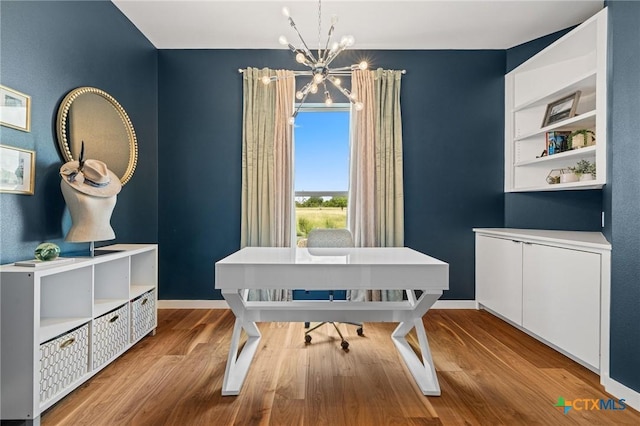 215 Mesa Vista Dr, Leander, TX 78641 - office space with a chandelier and wood finished floors