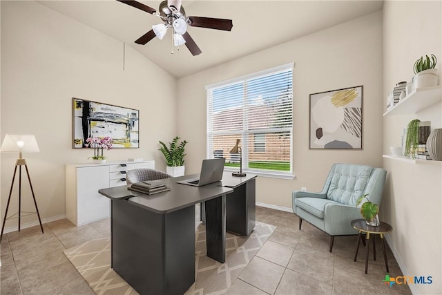 5507 Sulfur Spring Dr, Killeen, TX 76542 - office space with light tile patterned floors, ceiling fan, and lofted ceiling
