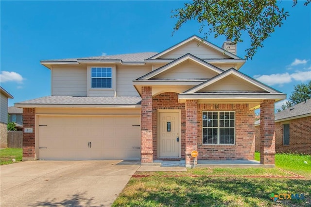 view of front of house with a garage