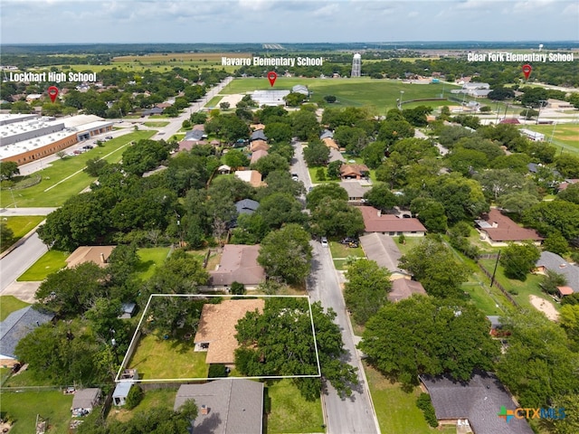 812 Merritt Dr, Lockhart, TX 78644 - aerial view of residential area featuring property parcel outlined
