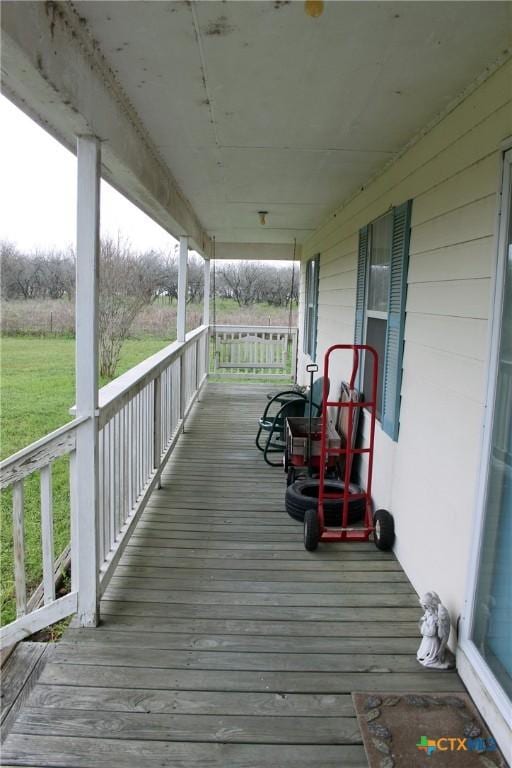 wooden deck with covered porch