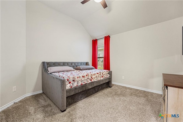 1527 Cobble Hill Ct, Temple, TX 76502 - bedroom featuring lofted ceiling, carpet, baseboards, and a ceiling fan