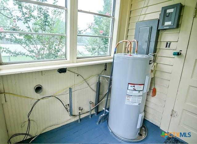 608 N Clinton St, Cuero, TX 77954 - utility room with electric water heater and electric panel